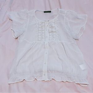 Kawaii J-fashion Harajuku Ryosan White Ruffle Flower Blouse
